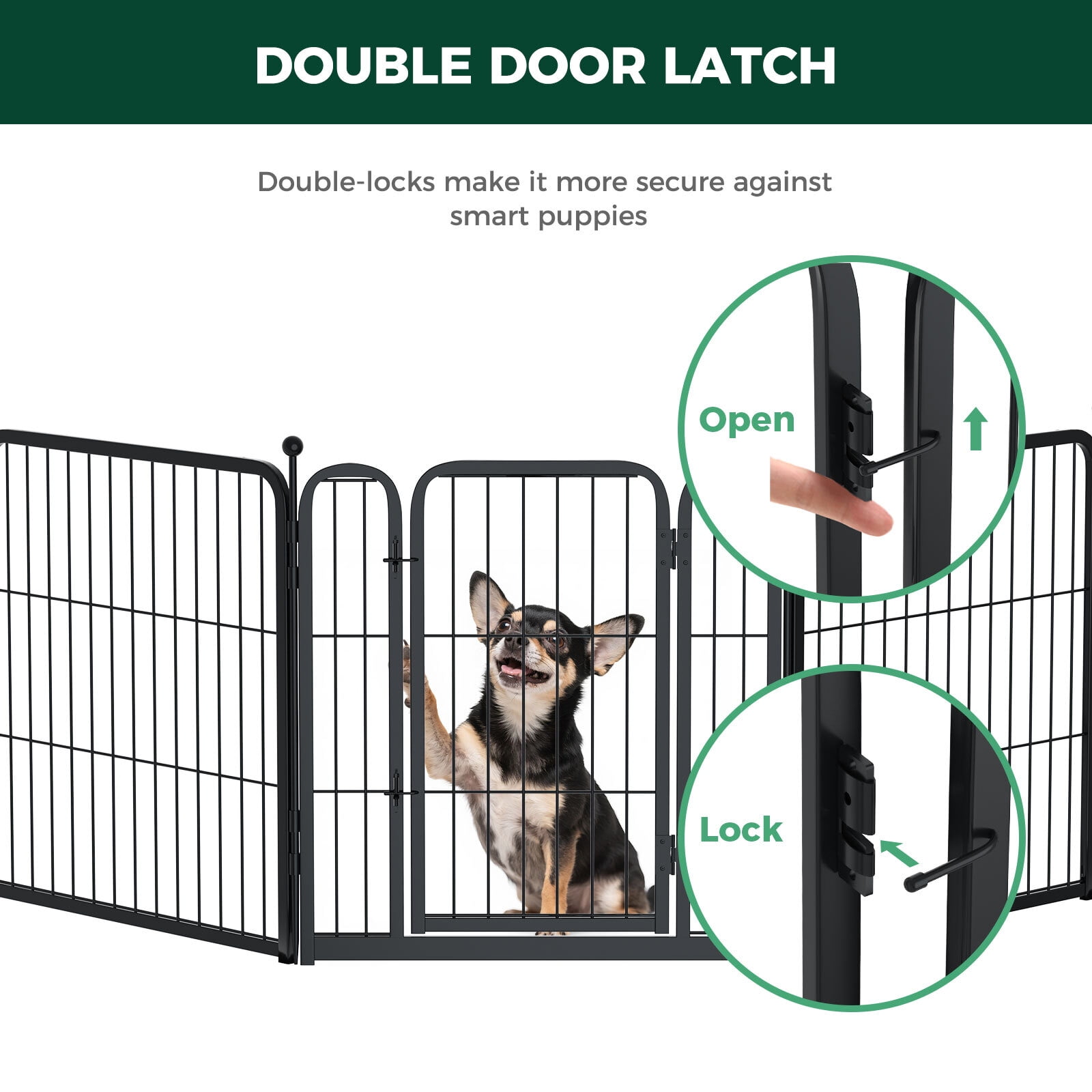FXW Aster Dog Playpen Designed for Courtyard, RV Camping, 24" 16 Panels for Small Dogs, Black