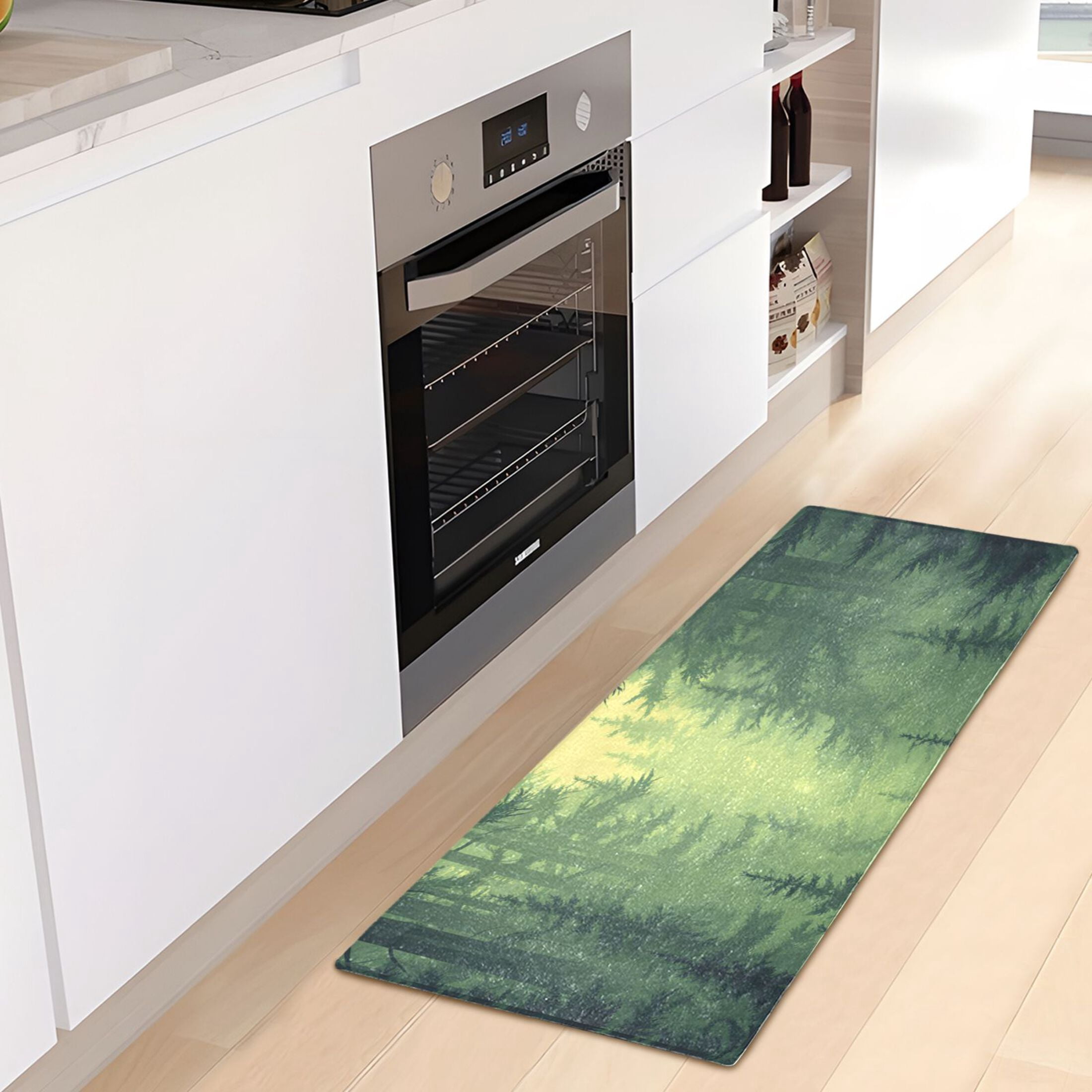 Green Forest 39x20" Bath Mat Carpet, Absorbent and Non-Slip for Kitchen or Bathroom, Quick-Drying