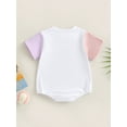 thumbnail image 3 of Infant Girls Boys Romper Tops, Summer Short Sleeve Round Neck Letters Print Short Jumpsuit, 3 of 7