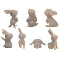 thumbnail image 2 of QTFHR 7 pcs Cute Rabbit Animal Figurine Crafts DIY Miniature Garden Miniature House Home Decoration (Gray), 2 of 7