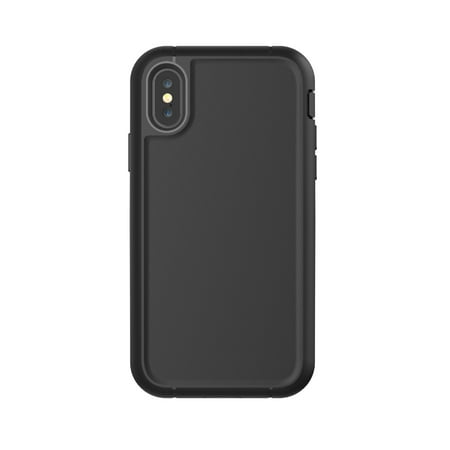 onn. Rugged Case with Built-In Microbial Protection for iPhone X, iPhone XS, Black