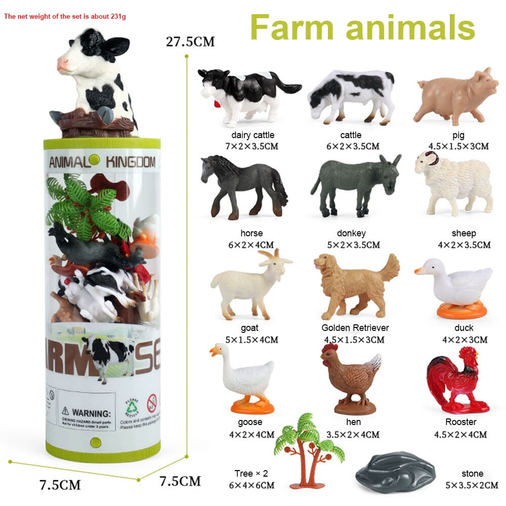 Animal Figures 15pcs Mini Jungle Animals Toy Set Realistic Animal