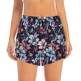 thumbnail image 2 of Xecao's Flowers ad Butterflies for a double-layer running short for women, perfect for gym, tennis, and more, featuring a convenient pocket., 2 of 9