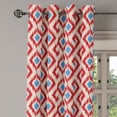 thumbnail image 3 of Ambesonne Ikat Grommet Curtain, Traditional Diamond Line, 50" x 54", Red Blue Beige, 3 of 6
