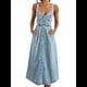 thumbnail image 1 of Vestido Vaquero Maxi con Tirantes para Mujer, Sin Mangas, de Verano, Ajustado y con Cuello Halter. Azul XL, 1 of 9