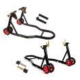 thumbnail image 1 of MOTO4U Soporte delantero y trasero para motocicleta Soporte combinado delantero trasero Soporte de elevación de rueda universal Soporte de elevación de carrete de brazo oscilante Soporte de paddock (r, 1 of 5