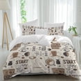 thumbnail image 2 of Coffee Bedding 3 Piece Duvet Cover Set California King, Brown Beans Cup Dessert Drink Monochrome Soft Microfiber Comforter Cover with Zipper Closure & Pillowcases, Wrinkle & FadeResistant Quilt Cover, 2 of 9