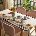 thumbnail image 3 of Sunflowers Rooster Table Cloths for 6 Foot Rectangle Tables, Farmhouse Vintage Black White Plaid Patio Waterproof Elastic Fitted Tablecloths, Washable Rectangular Table Cover for Camping, 3 of 8