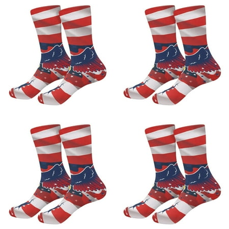 

Bivenant Store American Flag Crew Socks 4-Pairs Thin Casual Socks for Business Trouser Breathable Soft running Ankle Socks