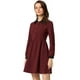thumbnail image 1 of Disfraz de navidad Vestido corto acampanado de manga larga con media tapeta en contraste y cuello Peter Pan vintage para mujer Vino rojo M, 1 of 6