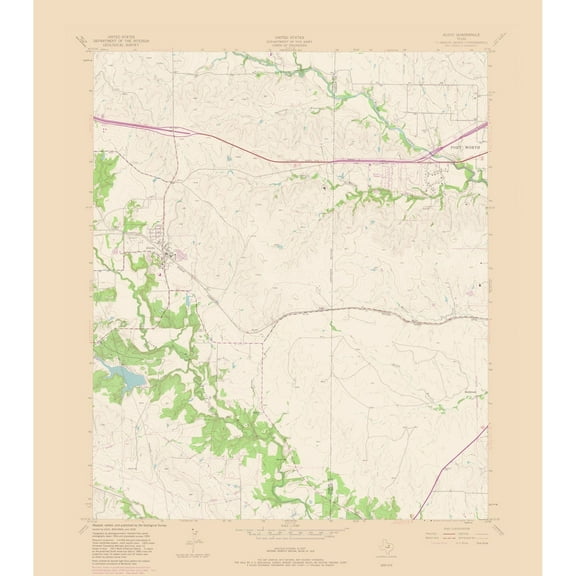 Topographical Map - Aledo Texas Quad - USGS 1981 - Vintage Wall Art