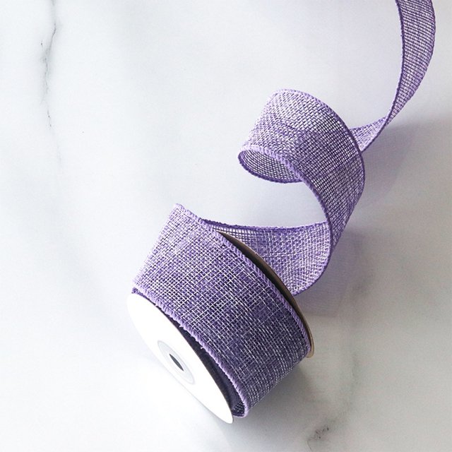 5 Yards Burlap Wired Ribbon,1.57 Inch Burlap Ribbon,Christmas Ribbon Wired,Christmas Tree Decorations,Christmas Wired Edge Ribbon For Gift Wrapping, Xmas Tree Wreaths Decoration,Bow Crafts,Purple