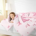 thumbnail image 4 of jejeloiu Initial Letter Z Queen Comforter Set,Kawaii Bow Bowknot Bedding Sets,Light Pink Bedding Comforter Set For Girls,Breathable Bedroom Decoration Reversible,3pcs, 4 of 8