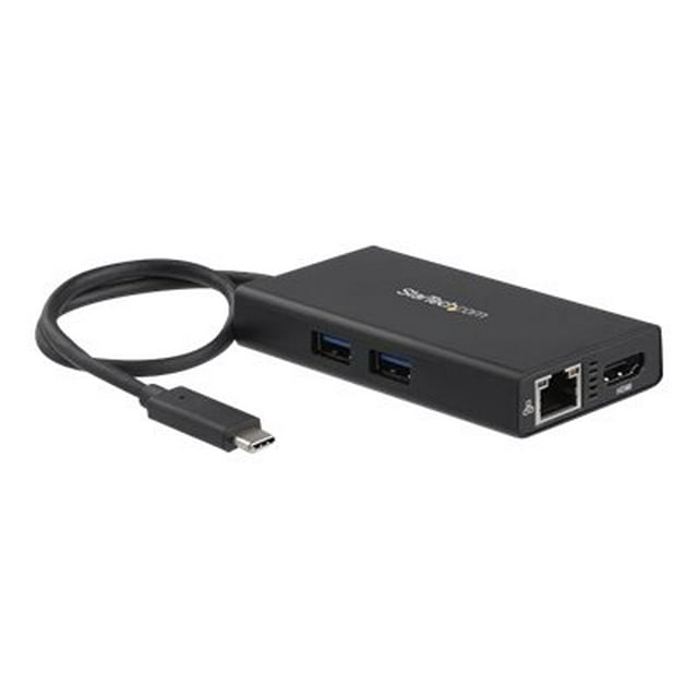 StarTech.com USB-C Multiport Adapter, USB-C Travel Docking Station with 4K HDMI, 60W Power Delivery Pass-Through, Ethernet (GbE), 2x USB-A 3.0 Hub, Portable Mini USB Type-C Dock for Laptop - Portable USB-C Dock (DKT30CHPD) - Adapter - TAA Compliant - 24 pin USB-C male to RJ-45, HDMI, USB Type A, 24 pin USB-C female - 3.8 in - black - 4K support, USB Power Delivery (60W) - for P/N: ARMPIVOT, ARMPIVOTE, ARMPIVSTND, ARMSLIM, ARMUNONB