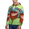 thumbnail image 3 of Pofeuu Flying Frog On Branch Print Mens Casual Hooded Collar Drawstring Hoodies Pullover Sweatshirts Casual Long Sleeve Shirts-X-Large, 3 of 7