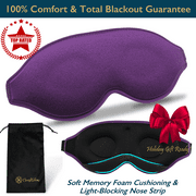 ComfiTime Memory Foam Sleep Mask - 100% Blackout 3D Eye Mask for Sleeping, Eye Covers for Men & Women, Contour Blindfold with Nose Baffle for Adult, Soft Travel Eye Blinders Night Mask, Purple