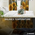 thumbnail image 3 of Bathing Roosters Blackout Curtains for Bedroom, Countryside Sunflower Vintage Burlap Thermal Insulated Kitchen Drapes with Grommets, Light Blocking Window Treatment, 2 Panels 52" x 54", 3 of 7