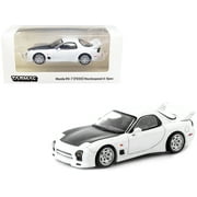 Mazda RX-7 (FD3S) Mazdaspeed A-Spec RHD Chaste White with Carbon Hood "Global64" Series 1/64 Diecast Model Car by Tarmac Works