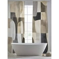 thumbnail image 5 of Black Brown Geometric Sheer Curtains 84 Inch Length 2 Panels Set, Modern Abstract Textured Voile Window Treatment Rod Pocket Curtains Sheers Drapes for Bedroom/Living Room/Kitchen 52"x84"x2, 5 of 7