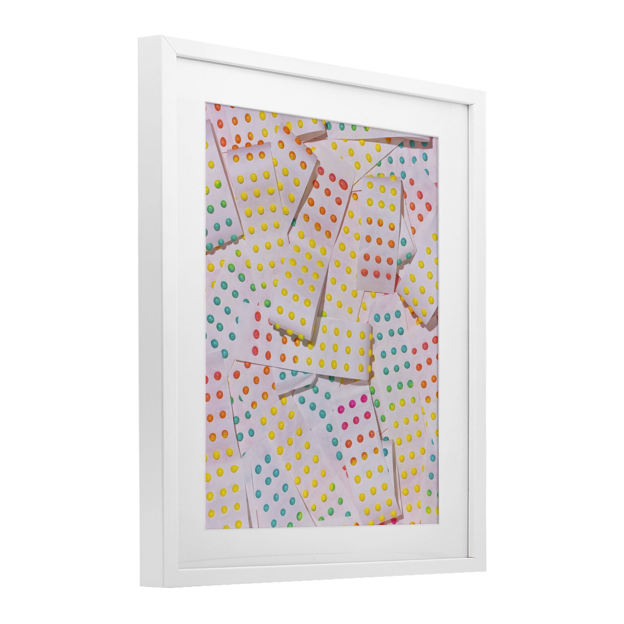 Stupell Industries Retro Color Candy Dots White Framed Print Under Glass, design by LISH Creative