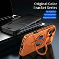 thumbnail image 4 of Magnetic For iPhone 17 Phone Case,Built-in Anti-Peep Screen Protector,with Retractable Ring Kickstand,Compatible with Mag-Safe,2-in-1 Heavy Duty Shockproof Anti-Scratch Phone Case,Orange, 4 of 6