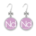 thumbnail image 1 of Chestry Elements Period Table Lanthanide Neodyum Nd Bow Earrings Drop Stud Pierced Hook, 1 of 3