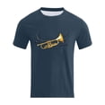 thumbnail image 5 of Rggeeun Men'S T-Shirts Trumpet Pattern Short Sleeve Crew Neck Loose Fit Soft Breathable for Summer Everyday Wear Stylish Tee,Navy,L, 5 of 5