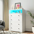 thumbnail image 2 of 4-Drawer White Wood Dresser with LED Lights,Modern Chest of Drawers for Bedroom,Living Room, 2 of 8