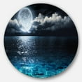 thumbnail image 2 of Designart - Romantic Full Moon Over Sea' Seascape Circle Metal Wall Art, 2 of 4