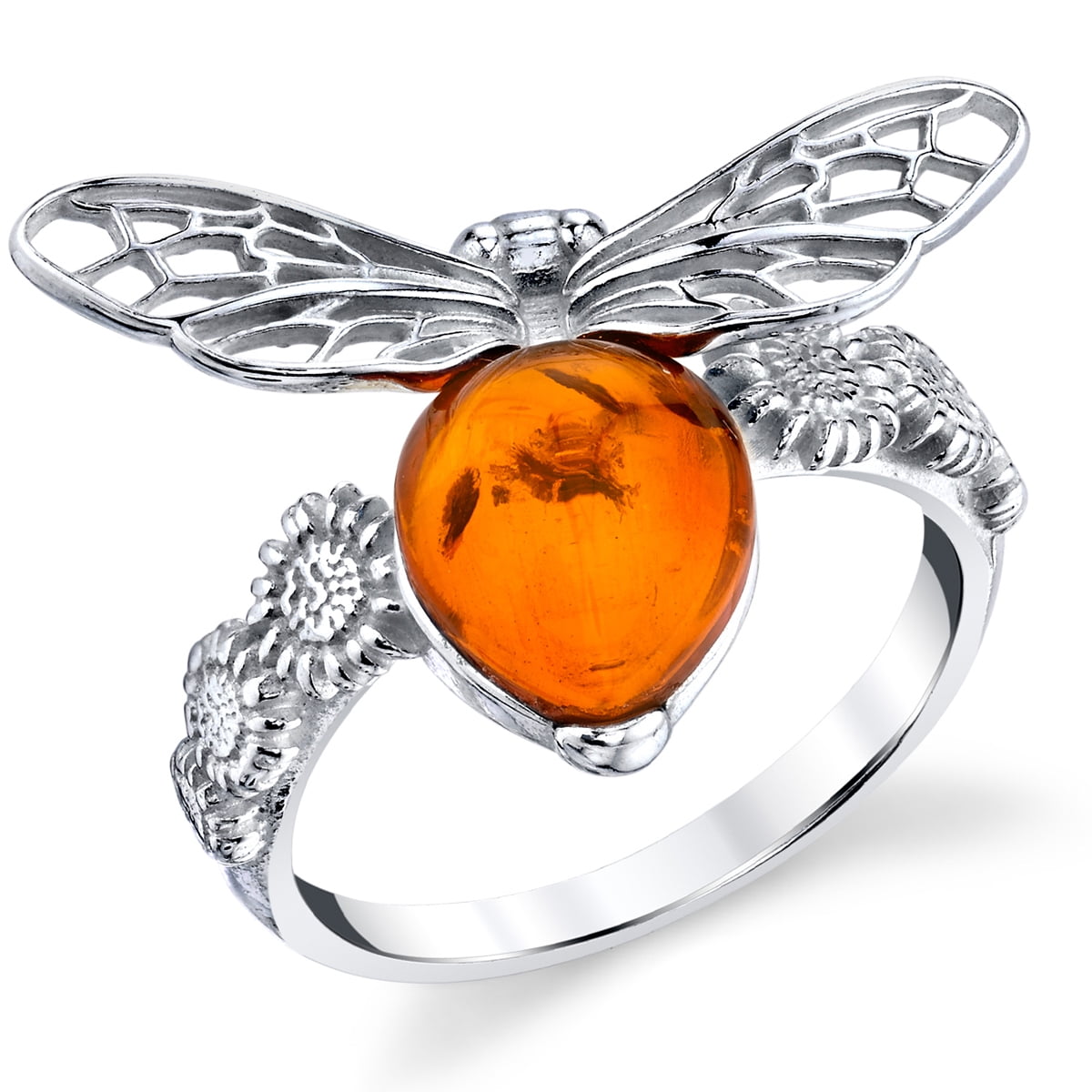Amber Collection Sterling Silver Designer Ring