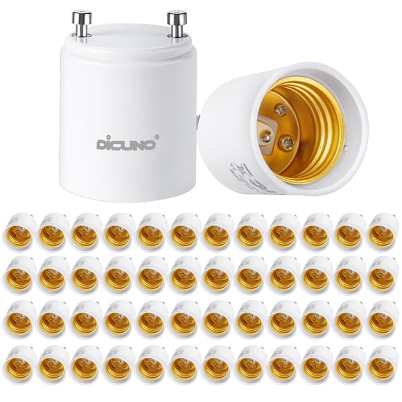 DiCUNO GU24 to E26 Adapter, Light Bulb Socket Adaptor, Lamp Base Converter, Maximum Wattage 200W, Heat Resistant up to 160°C, Fire Resistant (50-P