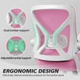 thumbnail image 4 of COOLHUT Ergonomic Office Chair, Comfort Home Desk Chair, Adjustable Dual Lumbar Support Mesh Chair with Flip-up Arms and Adjustable Height - Perfect for Home, Meeting Rooms, Pink, 4 of 11