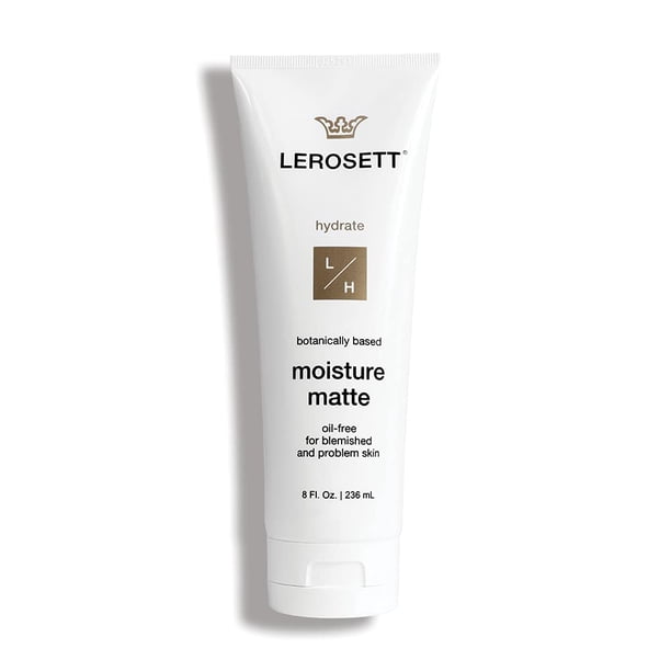 LEROSETT Hidratante sin aceite para acné Humedad mate para pieles grasas y sensibles Hidratante vegano ligero y a base de aloe con Vit-B5 + 7 hierbas calmantes No comedogénico Sin fragancia - 3 oz
