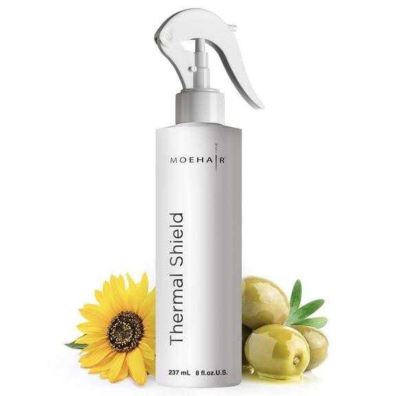 Moehair Heat Protectant Spray 8 fl oz | Thermal Shield | All Hair Types | Sulfate and Paraben-Free