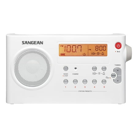 Sangean All in One Compact Portable Digital AM/FM Radio with Built-in Speaker, Earphone Jack, Alarm Clock Plus 6ft Aux Cable to Connect Any Ipod, Iphone or Mp3 Digital Audio