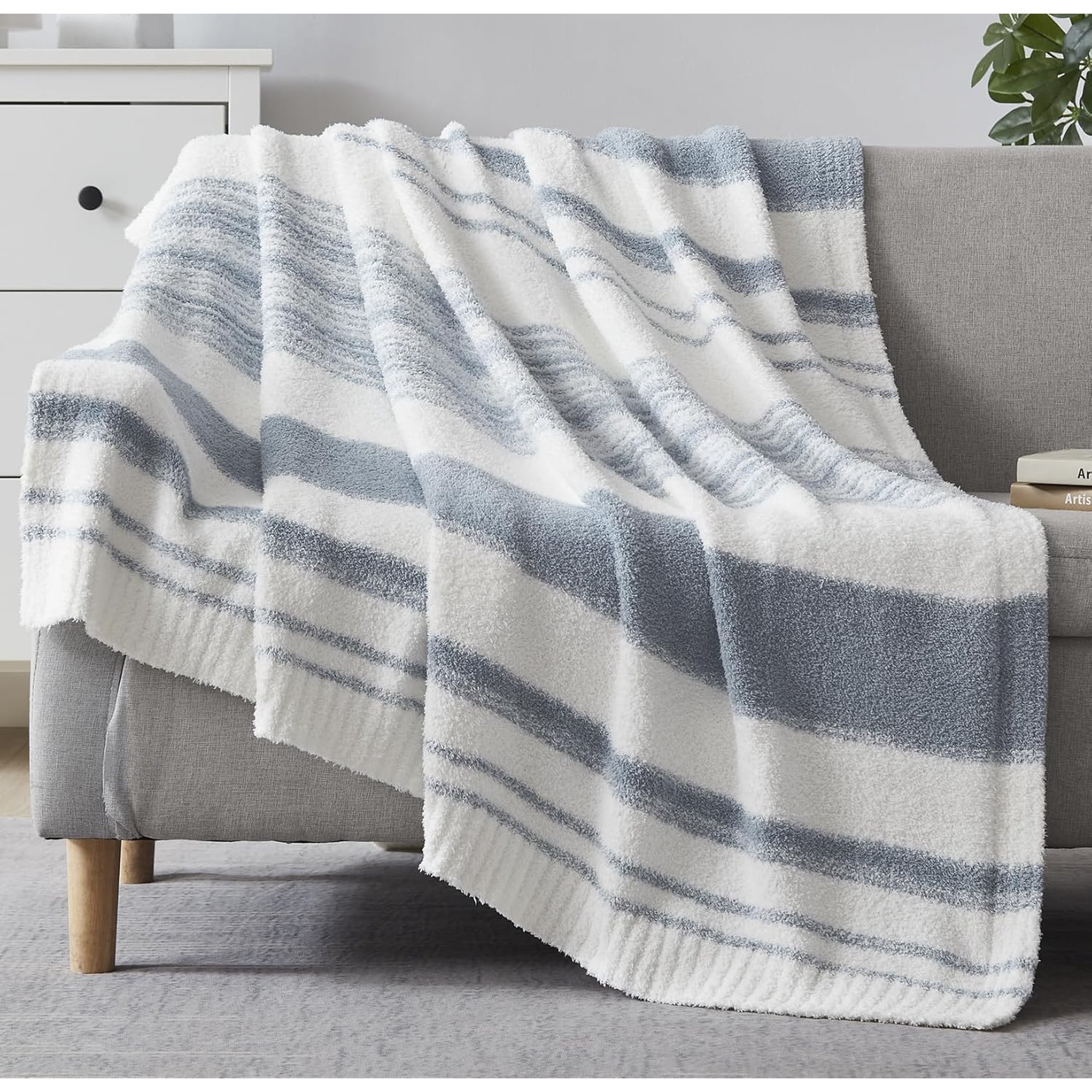 Soft Throw Blanket for Couch-Cozy Reversible Knitted Blankets