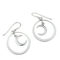thumbnail image 5 of Symmetry Crescent Moon Round Hoop Sterling Silver Dangle Earrings, 5 of 6