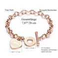 thumbnail image 2 of Pulsera de eslabones grabados de acero inoxidable con hebilla OT para mujeres y niñas, 2 of 7