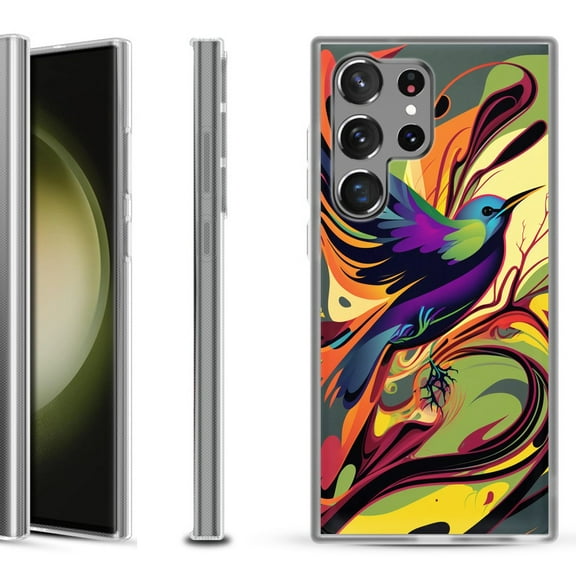 Slim-Fit Fashion Phone Case for Samsung Galaxy S23 Ultra, by OneToughShield ® - Abstract Bird