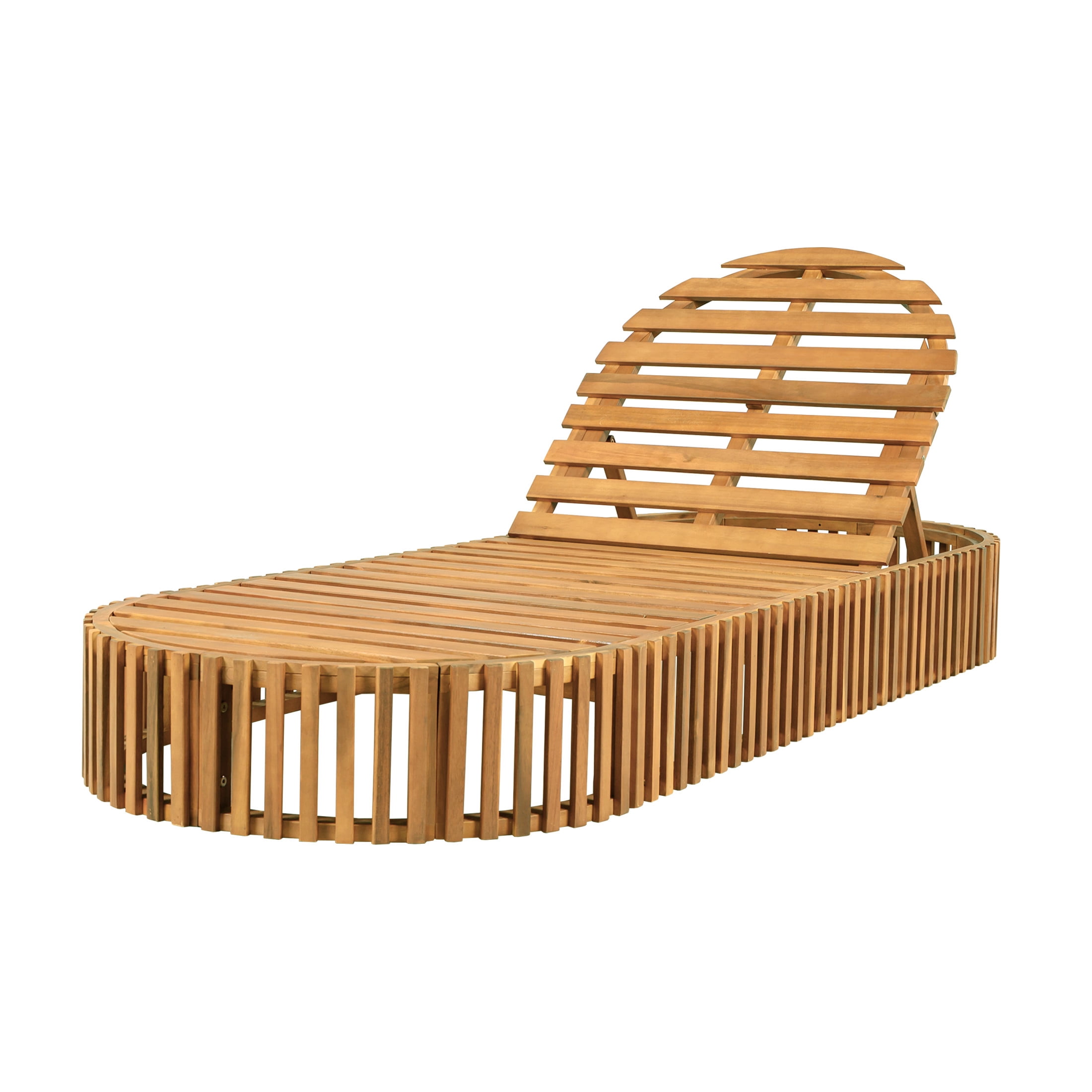 Christopher Knight Home 80.8" L Outdoor Chaise Lounge with Curved Cushion, Teak and Cream