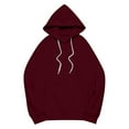 thumbnail image 4 of Oversized Sweatshirt for Women, Women's Casual Solid Color Round Neck Long Sleeved Top Loose Hooded Sweatshirts, Wine S, 4 of 5