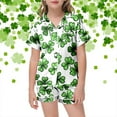 thumbnail image 2 of RMGVDSD Girls Summer Pajama Sets Kids Girl St Patricks Day Pajamas Bow&Clover Print Short Sleeve Shirts + Shorts Sleepwear Suit Loungewear Set Gifts for Kids, 2 of 4