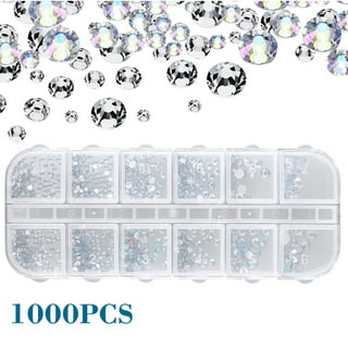 1000Pcs Transparent AB Flat Back Nail Art Rhinestones Mixed Sizes 2mm  Crystals Gems For DIY Nail And Crafts Decorations (00T Mix Colors AB) 