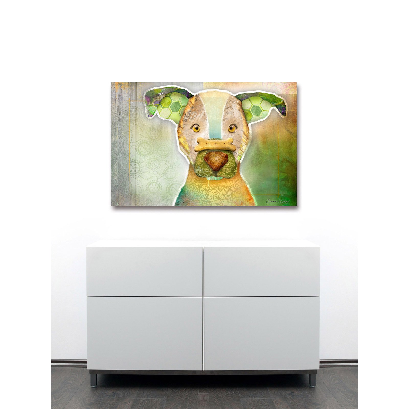 Marmont Hill "Dog with Bone II" by Connie Haley Painting Print on Wrapped Canvas