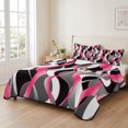 thumbnail image 2 of Full Quilt Set 78''x90'', Pink Stripe Lightweight Bedspread Coverlet Set with 2 Pillow Shams, Gradient Grey Moire Geometric Modern Abstract Breathable All Season Quilt Bedding for Bedroom/Guest Room, 2 of 9