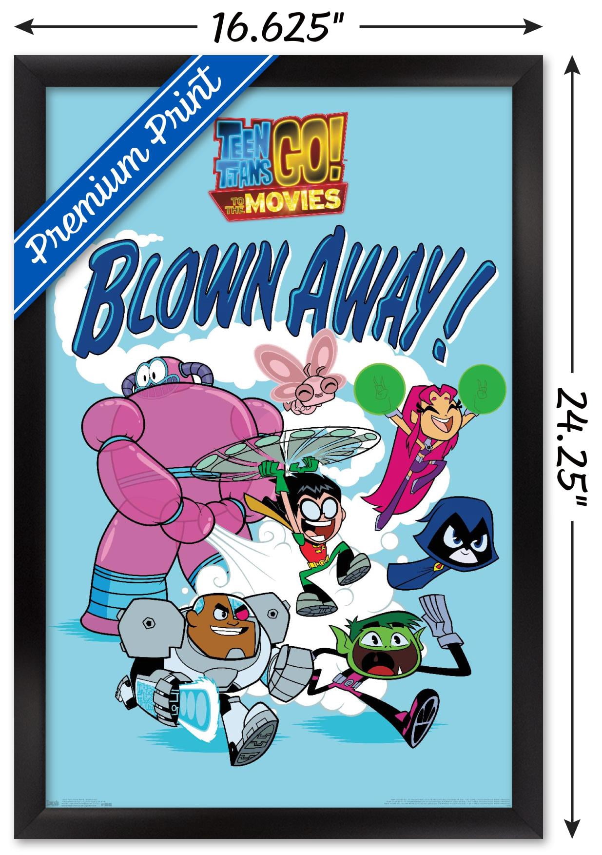 DC Comics Movie - Teen Titans Go! To The Movies - Blown Away Wall Poster, 14.725" x 22.375", Framed