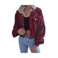 thumbnail image 4 of Chaqueta Para Mujer Chaqueta De Punto De Pana De Color SóLido Chaqueta De Estilo Corto XBTCLXEBCO Vino Rojo;XXL, 4 of 6
