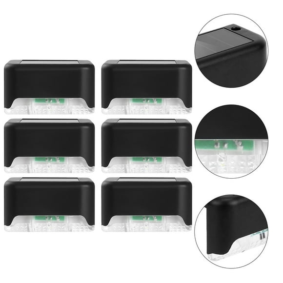 WHAMVOX 6Pcs Solar Deck Lights for Homeowners Black Shell with White Light Illuminating Gardens
