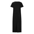 thumbnail image 5 of Women's Casual Loose Pocket Long Dress Short Sleeve Split Maxi Dresses Fashion Printed V Neck Comfy Daily Long Dress, 5 of 5