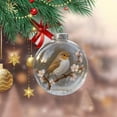 thumbnail image 4 of Clear Christmas Ball Ornament, 3-Inch Plastic Holiday Decoration with Bird Design for Xmas Tree, 4 of 6